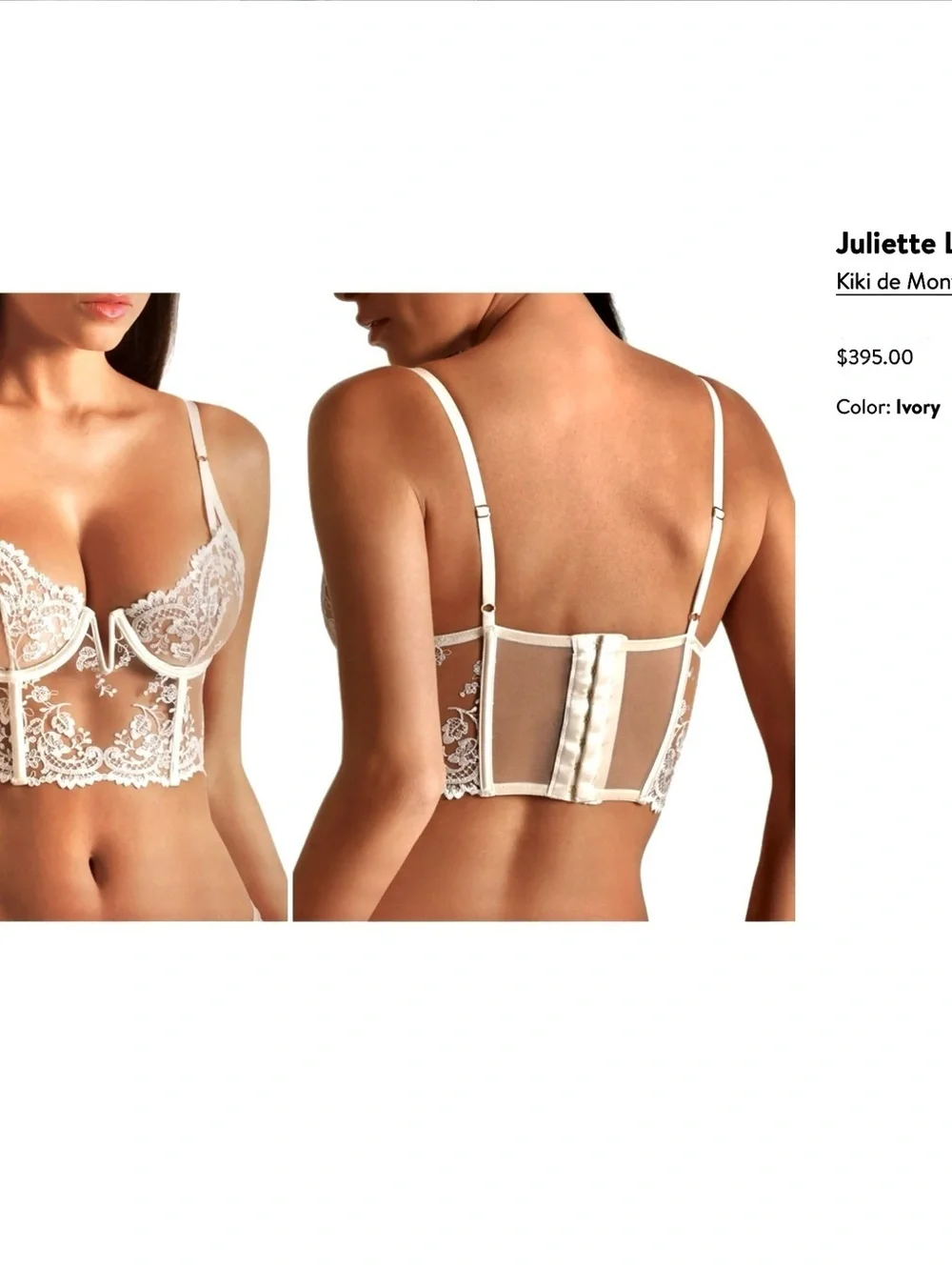 Kiki de Montparnasse Ivory White Sheer Bra Size S & Thong Size M New With Tags